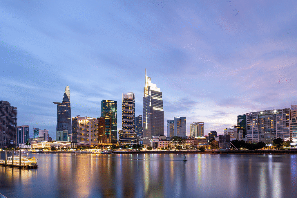 vietnam, bitexco financial tower, nature, ho chi minh, city, skyline, buildings, skyscrapers, sunset